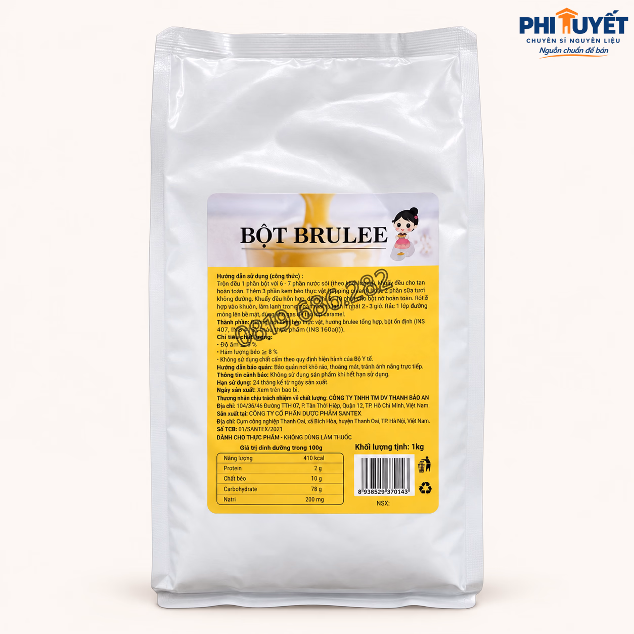 Bột kem trứng cô gái (vàng) 1kg