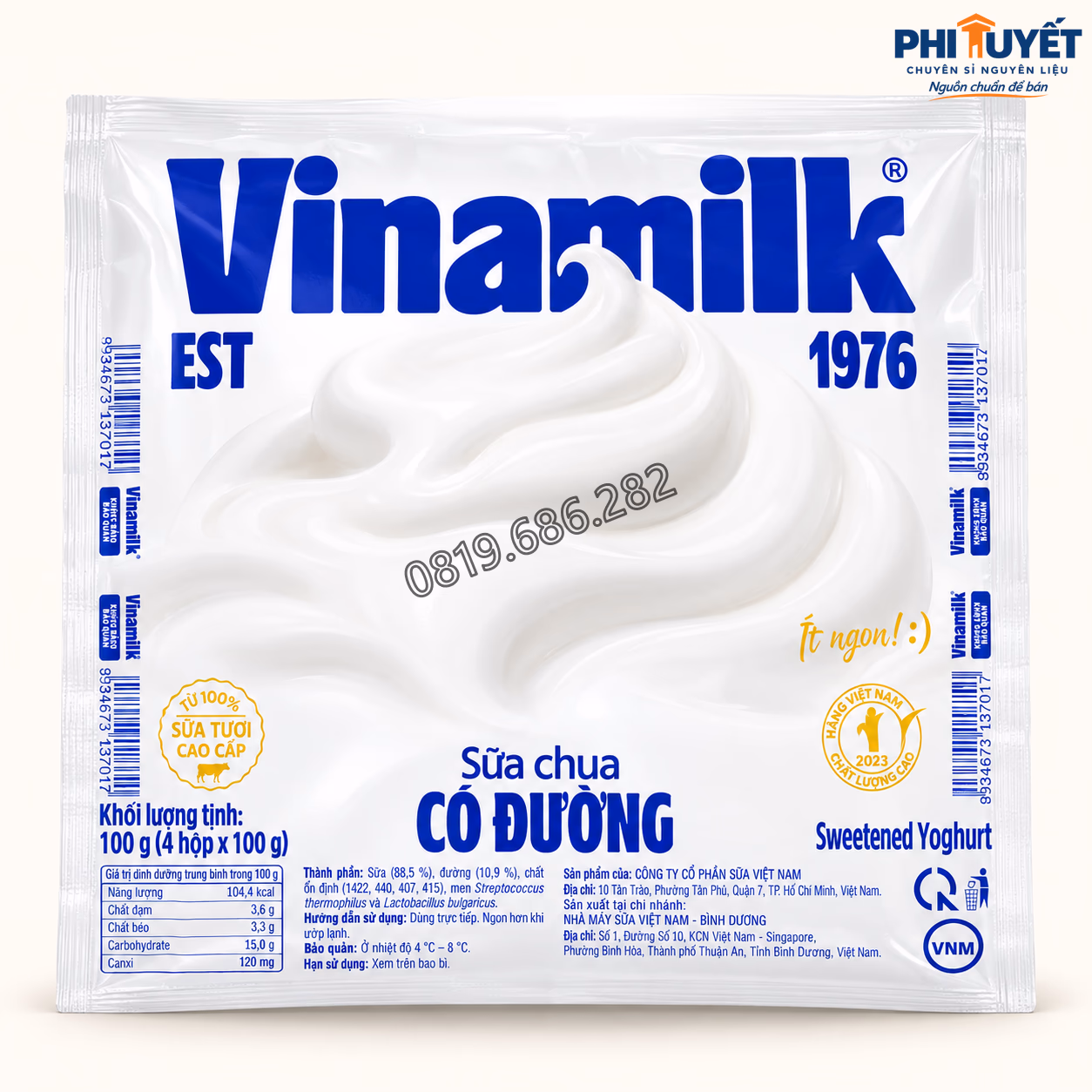 Sữa chua có đường Vinamilk 100g-Lốc 4