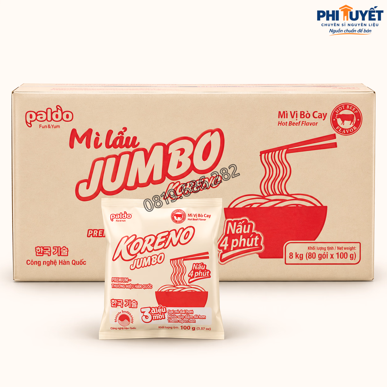 Mì cay Jumbo Koreno thùng 80 gói